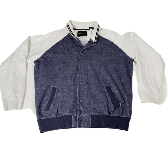 Sean John Fleece Shacket Snaps Jacket Men XXXL (3XL) Heathered Blue Grey Pockets - Picture 1 of 16